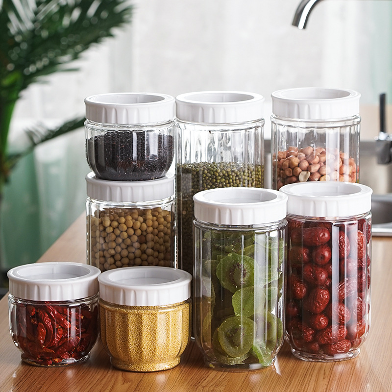1pc Toples Penyimpanan Makanan Kedap Udara Plastik Kabinet Dapur Container Organizer Sealing Tank Dengan Tutup Untuk Beras Sereal Multigrain