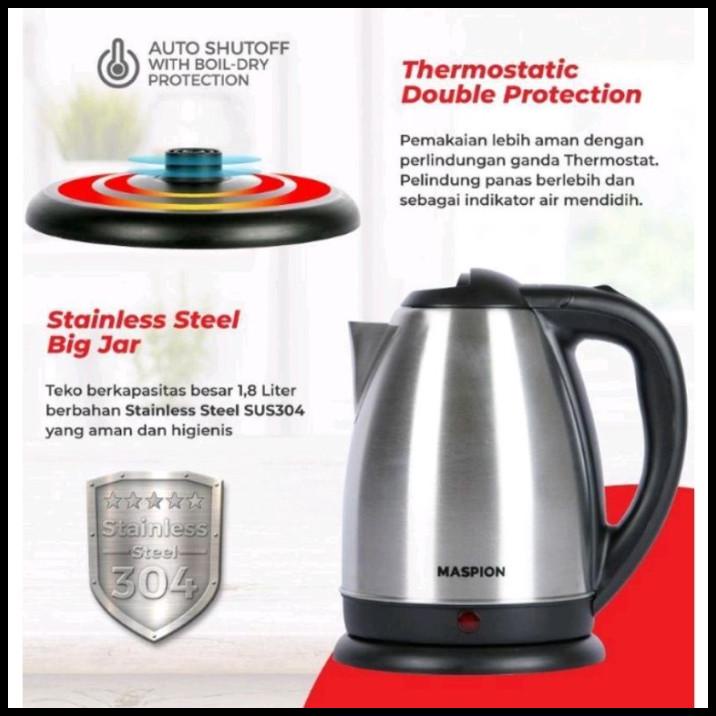 Promo Maspion Kettle Listrik 1,8L Mek 1802Ks 1802 Ks Ceret Teko Pemanas Air