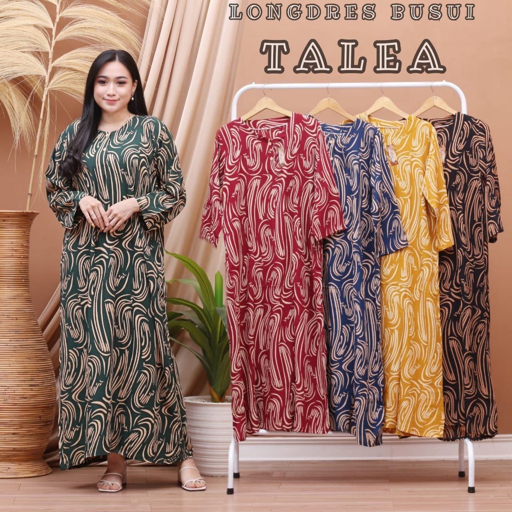 LONGDRESS CABUTAN CINCIN LENGAN PANJANG DASTER PANJANG KANCING DEPAN BUSUI DASTER ADEM MURAH GRIYA BATIK-LD TALEA