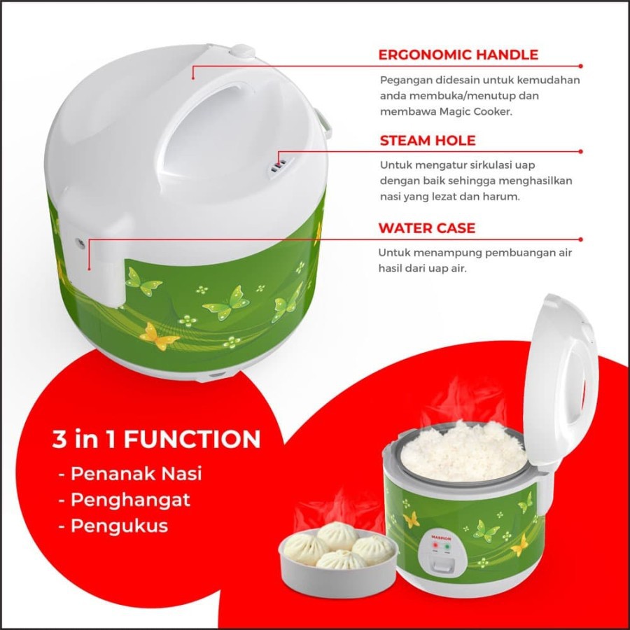 MASPION Magic Com 0,6 Liter / Rice Cooker Mini 0,6 Liter MRJ 0623 - Garansi Resmi 1 Tahun