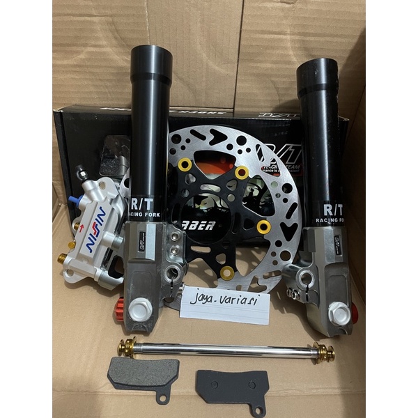 paketan rem depan+bottom shock rt stage copy ori+kaliper+disc 220mm+as roda probolt mio/miosoul/xeon