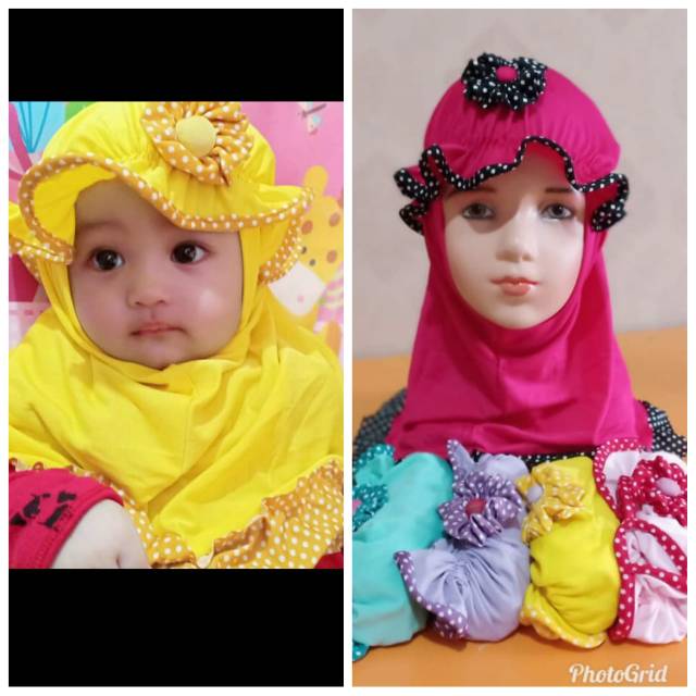 jilbab anak bayi topi list