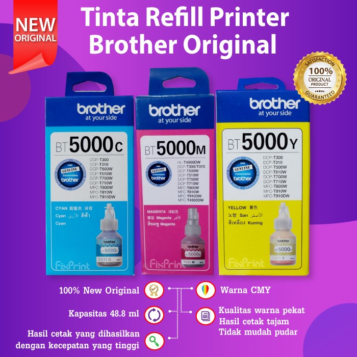 Tinta Brother BT5000 Printer T310 T710W MFC-T800W T810W T910DW T4500DW