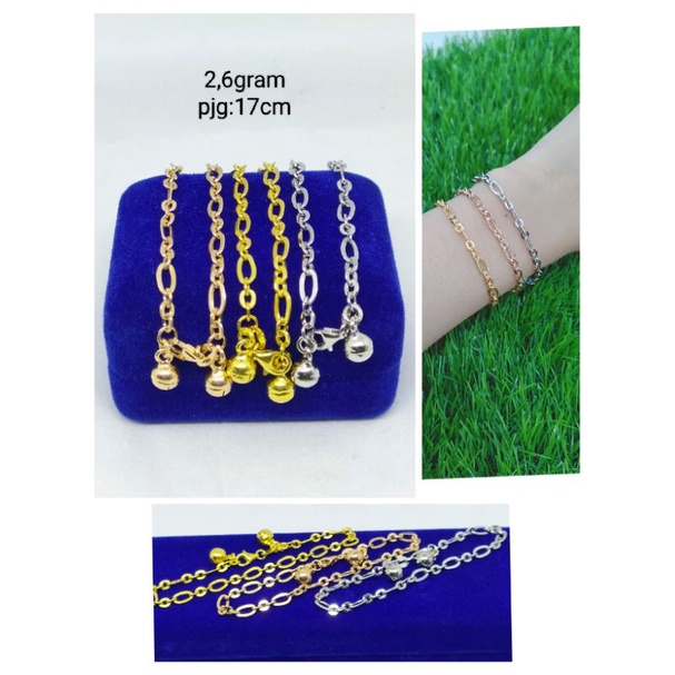 GELANG PERAK 925 ASLI LAPIS EMAS/GELANG NORI 3IN1+2 BEL/GELANG ASLI SILVER/GELANG FASHION WANITA