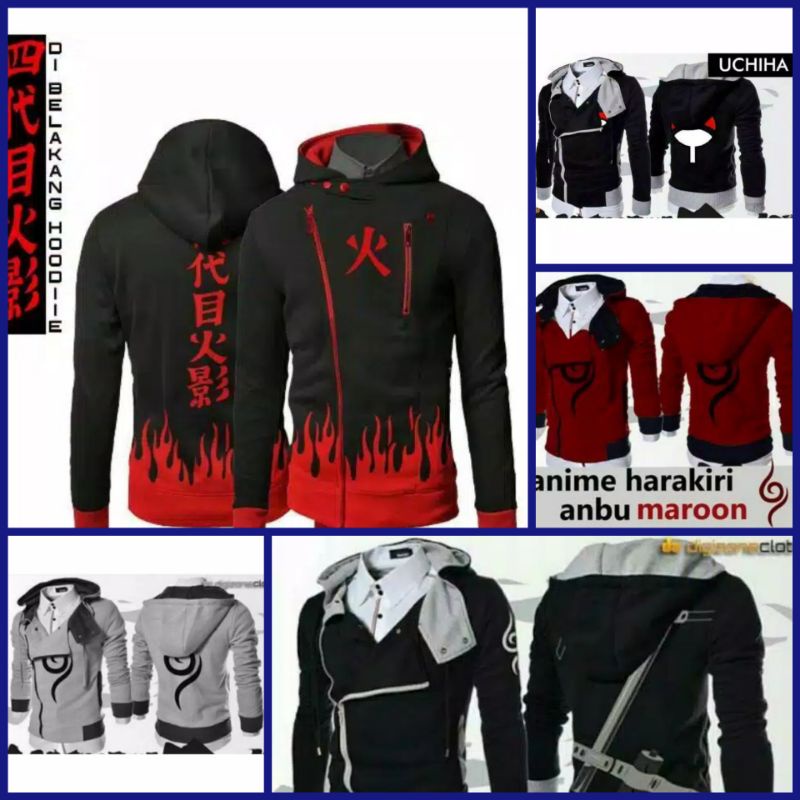 JAKET SWEATER HOODIE PRIA-WANITA WIBU HARAKIRI ANIME NARUTO COOSPLAY TERLARIS-JAKET WIBU-JAKET ANIME