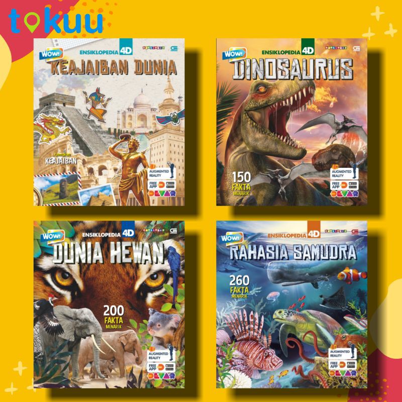 BUKU ENSIKLOPEDIA ANAK 4D WOW KEAJAIBAN DUNIA DINOSAURUS DUNIA HEWAN RAHASIA SAMUDRA