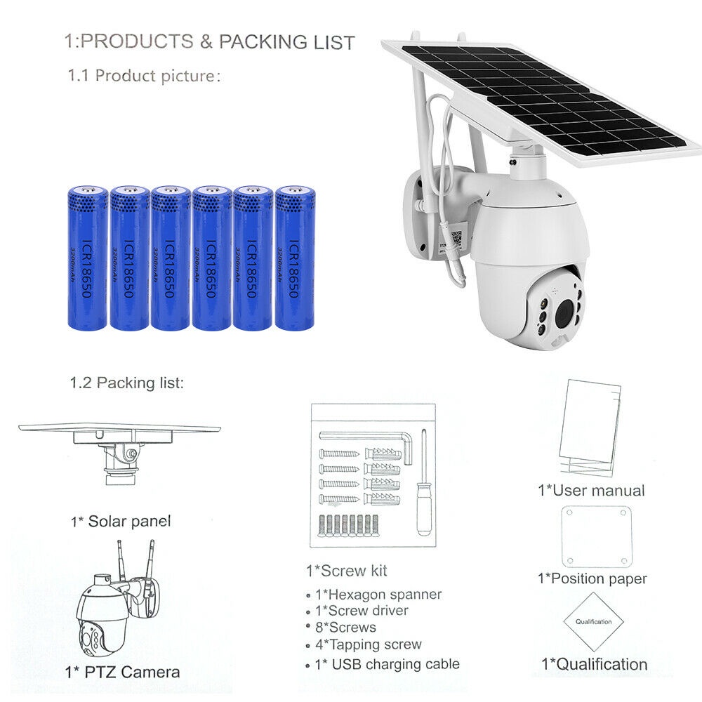 【COD】CCTV Kamera Pengintai Tenaga Surya Outdoor Mobile HD Wifi Surveillance Kamera Monitor Jaringan 4G Mendukung Mode Malam