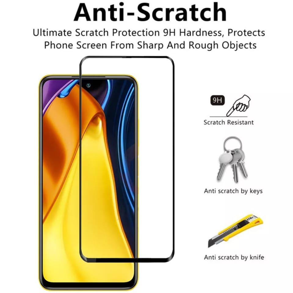 Paket 3 IN-1 Tempered Glass Full XIAOMI POCO M3 PRO / XIAOMI POCO M3 Anti Gores Layar + Lensa Camera Full