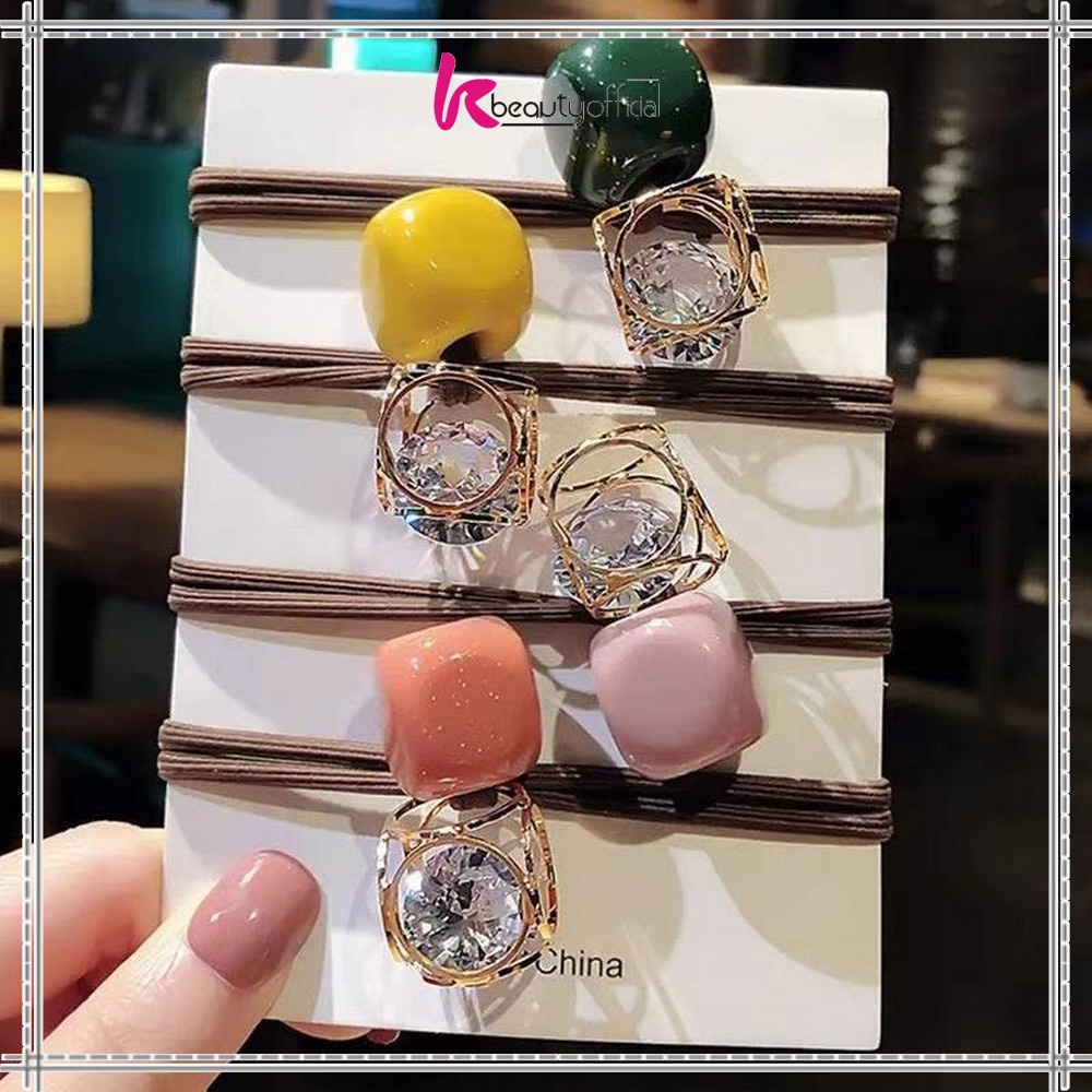 KB-C328 C336 Ikat Rambut Korean Style / Karet Ikat Rambut Karakter Batu ala Korea / Karet Rambut Fashion / Aksesoris Rambut Wanita-1