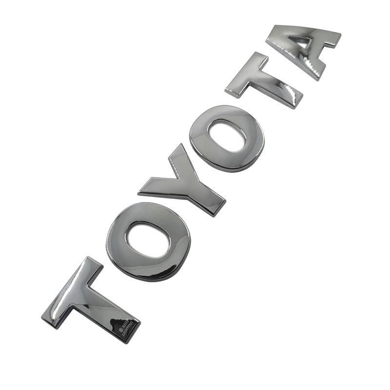 TOYOTA Hood Emblem DIY Letter 45mm Chrome/Black Car Decals Stickers