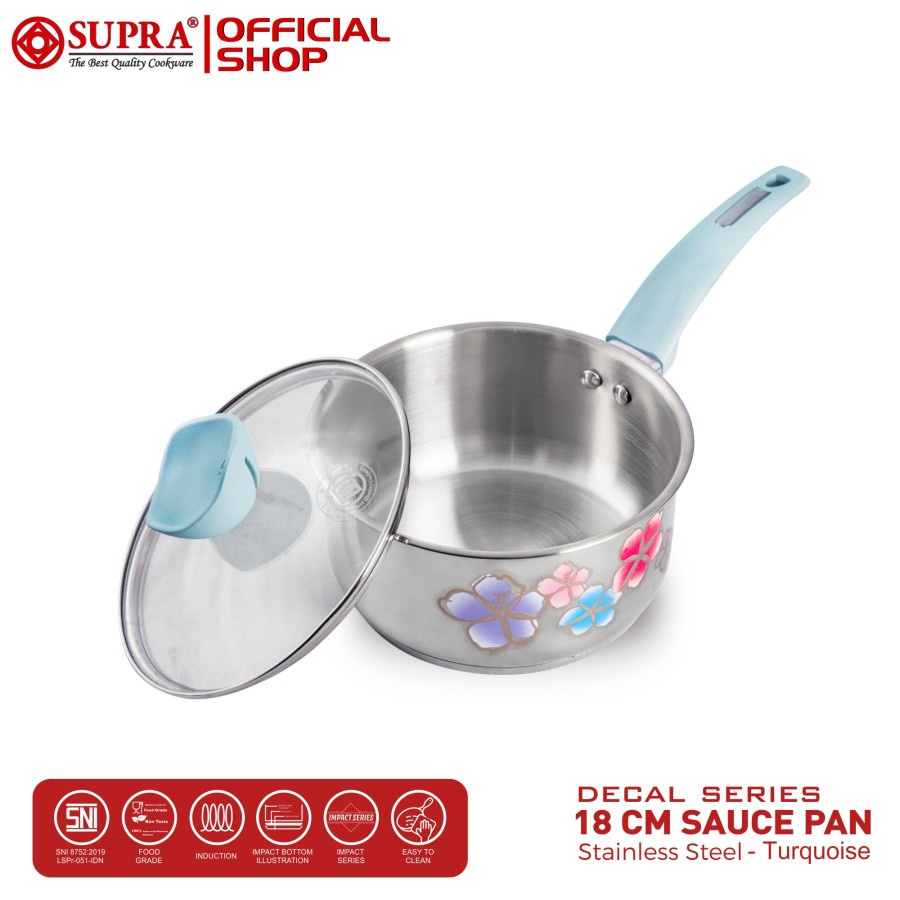 SUPRA Panci Stainless Steel Sauce Pan 18 Cm Floral Decal