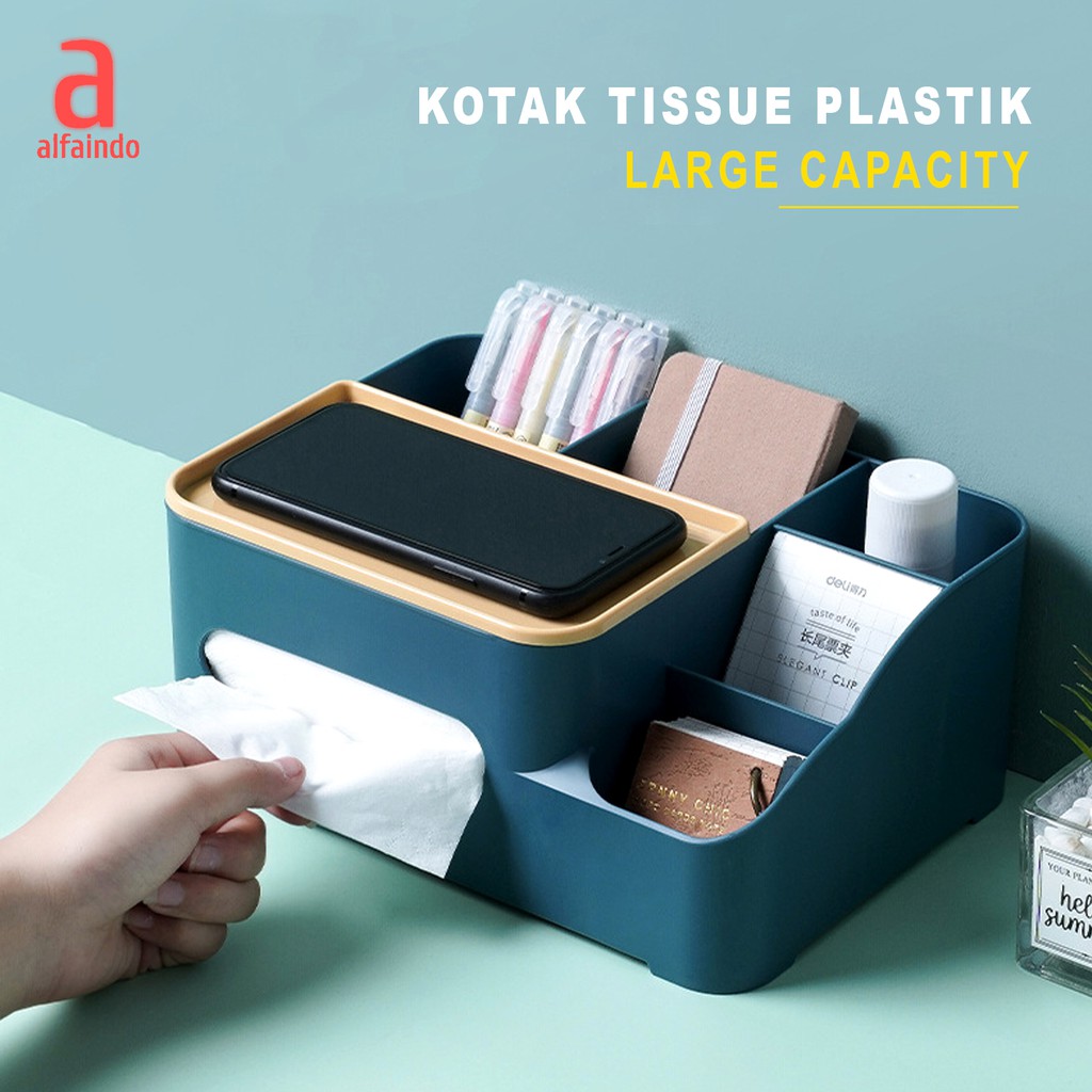 Alfaindo Kotak Tissue Unik Serbaguna Box Storage Plastik Decorative KT003