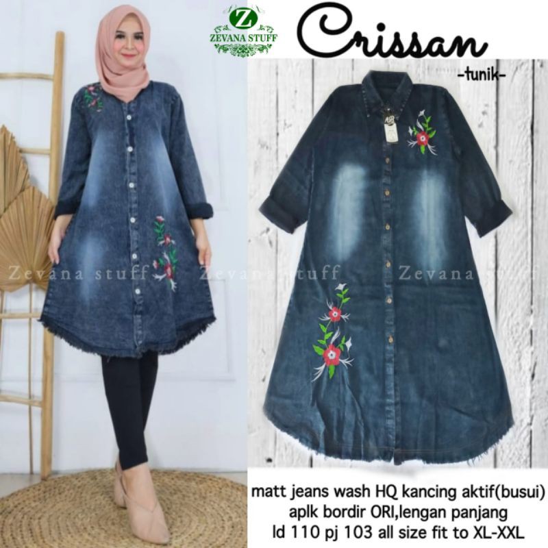 CRISSAN TUNIK JEANS WANITA LD 110CM