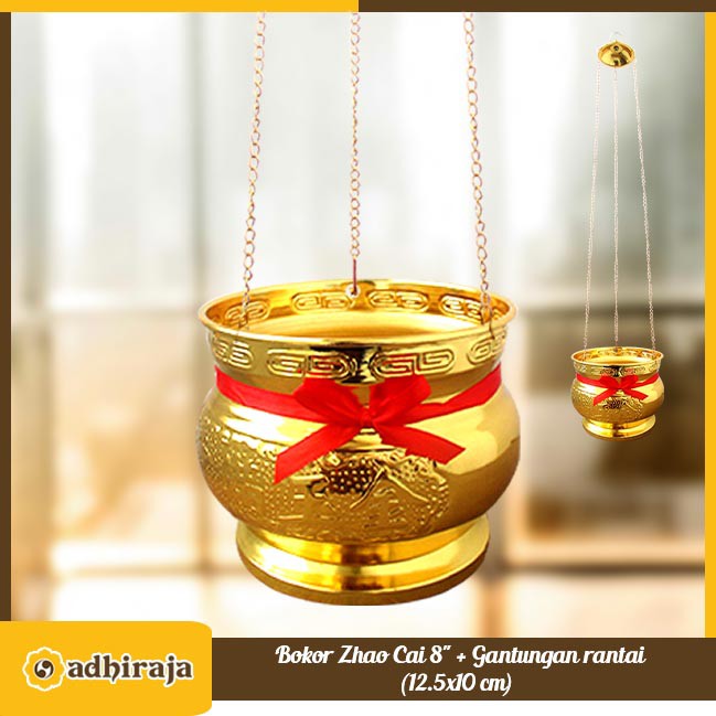 Hiolo ( tempat dupa/bokor) Kuningan Zhao Cai 8" + Gantungan rantai (20x14.5 cm)