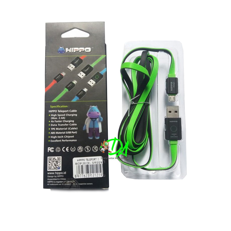 Kabel Teleport Hippo Micro USB 2.4 Ampere Panjang 200cm Charge &Data