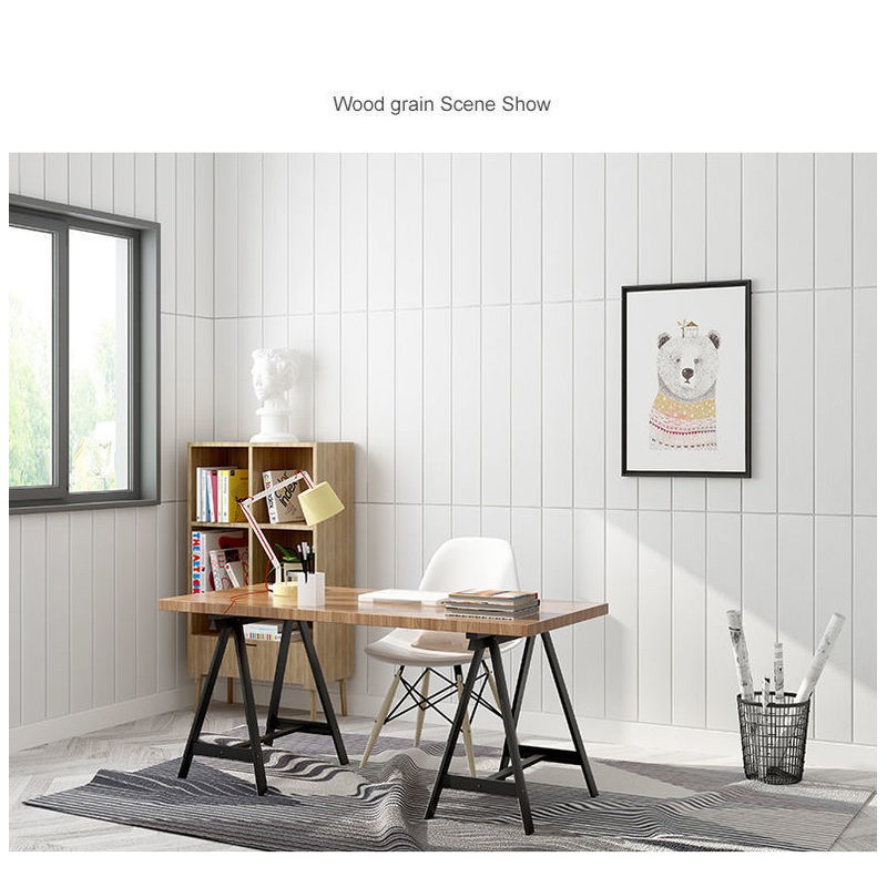Wallpaper dinding 3d motif kayu wood foam Dekorasi Kamar murah 70x70cm-8