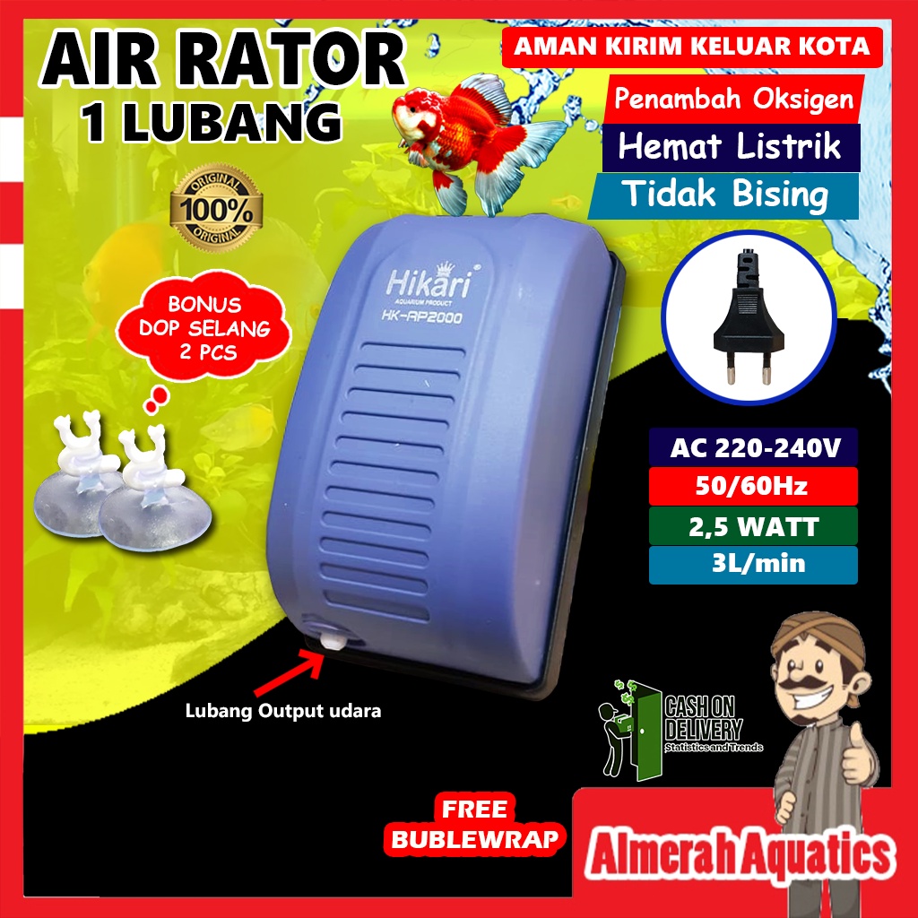 Air Rator Aquarium satu lubang mesin angin aquarium udara mesin oksigen ( Lebih Awet )