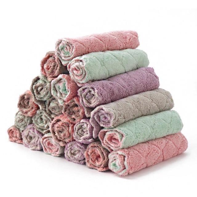 Yr Dish Towel Kain Lap Piring Anti Minyak Bahan Coral Fleece Shopee Indonesia