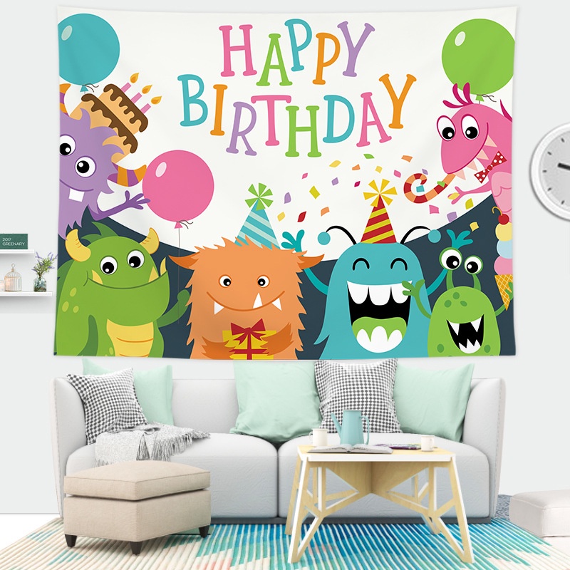 GM- KN32 POSTER KAIN BIRTHDAY PARTY | POSTER KAIN ULANG TAHUN | POSTER KAIN KARTUN | BACKGROUND KAIN