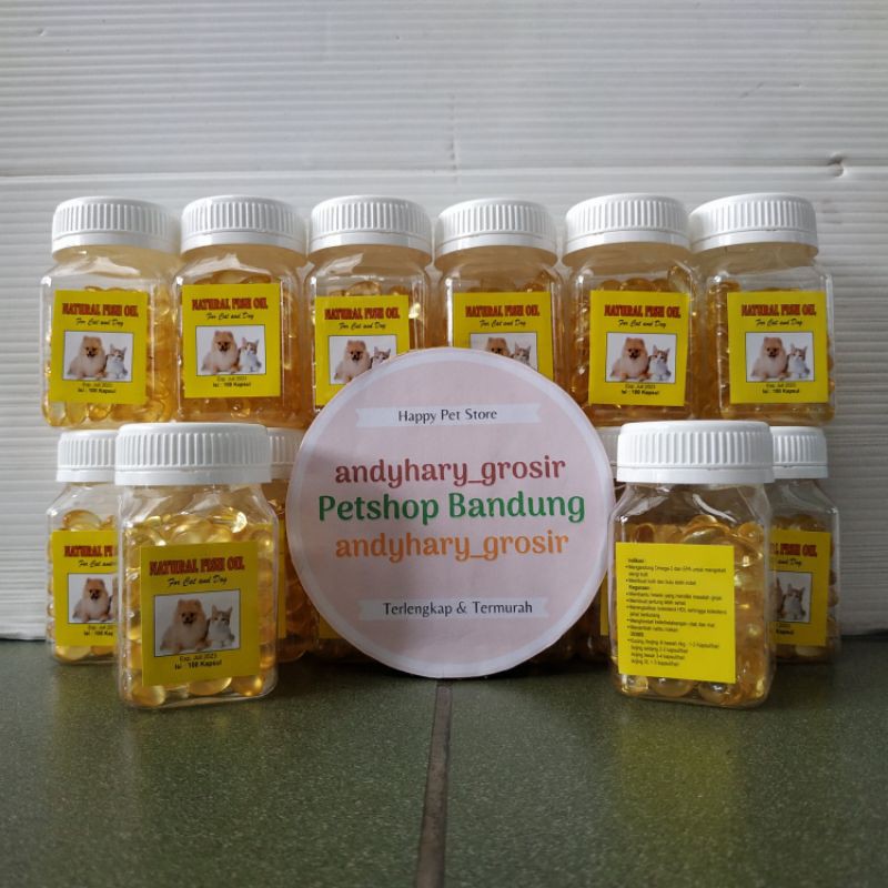 Fish Oil 100 Capsul Minyak Ikan untuk Kucing dan Anjing