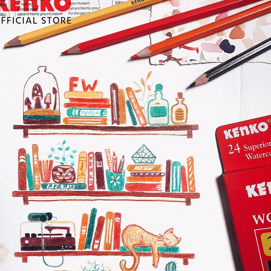 

' FPY Kenko 24 Color Pencil Water WCP-24F Paper Box Classic/Fancy ✭