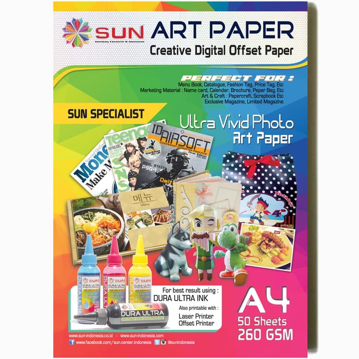 

SUN ART PAPER 260 GSM A4 (50 Lembar)
