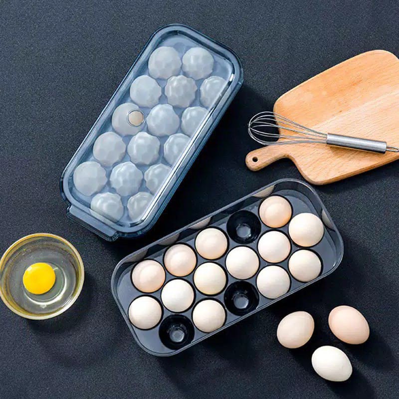 Kotak Penyimpanan Telur 16 Sekat Dilengkapi Tutup High Quality - Egg Stroge Box Transparan