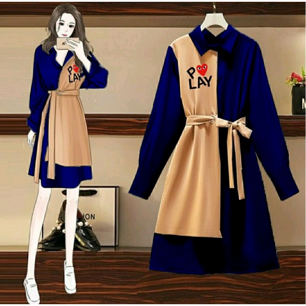 *[MCFK] Dress Ribbon Korea Kekinian / Dress Korea Casual Korea / Dress Wanita Casual / Dress Korea