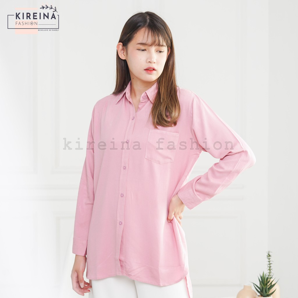 Kemeja Basic Wanita Atasan Kerja Wanita Bahan Rayon Twill | Kireina Fashion