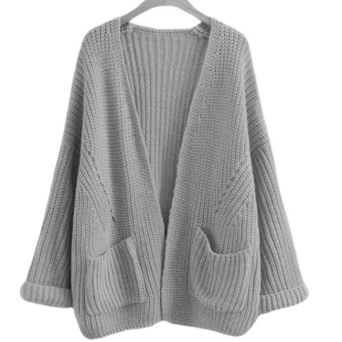 Cardigan Rajut Tebal Oversize Wanita Loccy Sweater Premium Murah-LOCCY CARDY SILVER