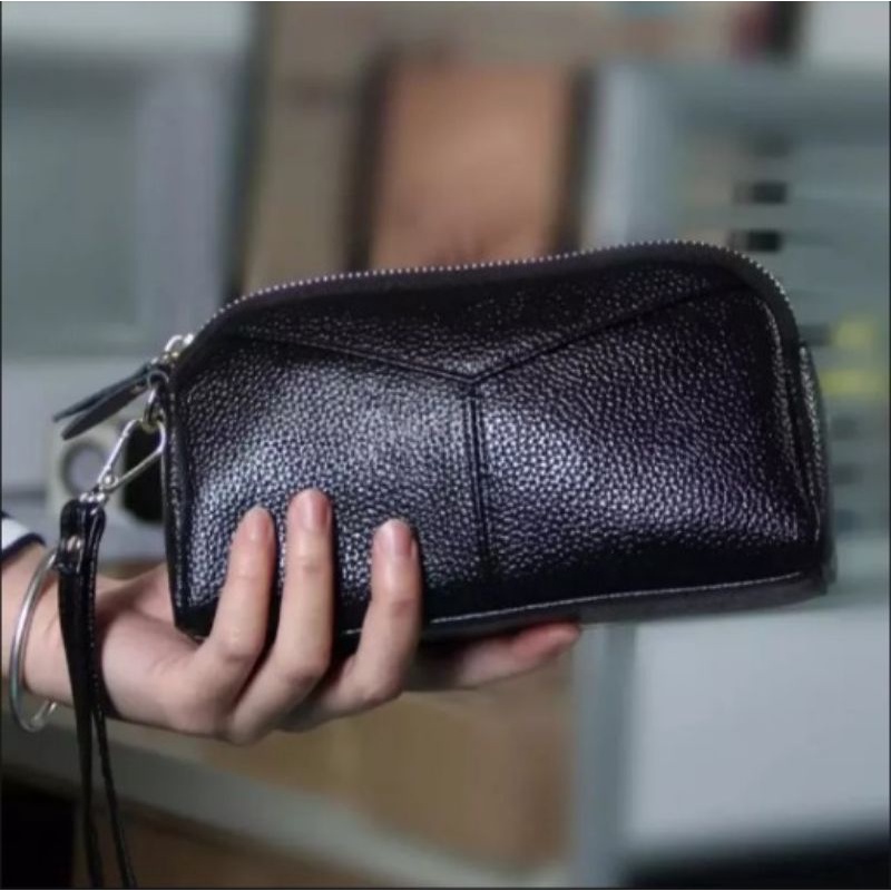 Dompet Hp Wanita Dan Uang KOREAN STYLE 2 Ruang / Resleting Pouch Hand Bag Kosmetik Make-up Papirut Serbaguna Terbaru