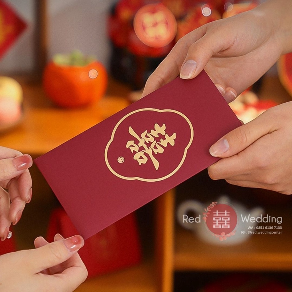 Kantong Amplop Angpao MAROON Wedding Logo Xi Estetik Premium Simple Design Aesthetic Angpau