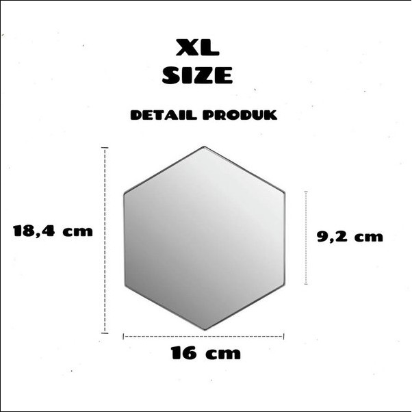 Dekorasi Dinding Stiker kaca Acrylic mirror Hexagonal ukuran XL 7pcs