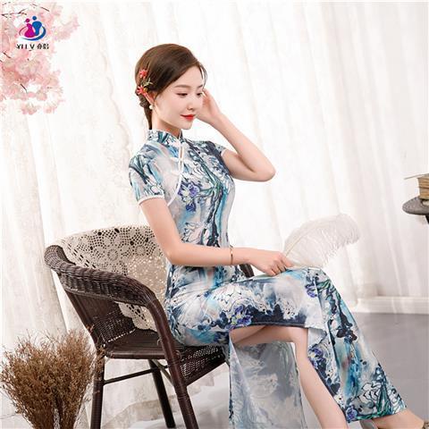 Improved cheongsam 2021 new style young girl long style retro temperament Republic of China Style Ol