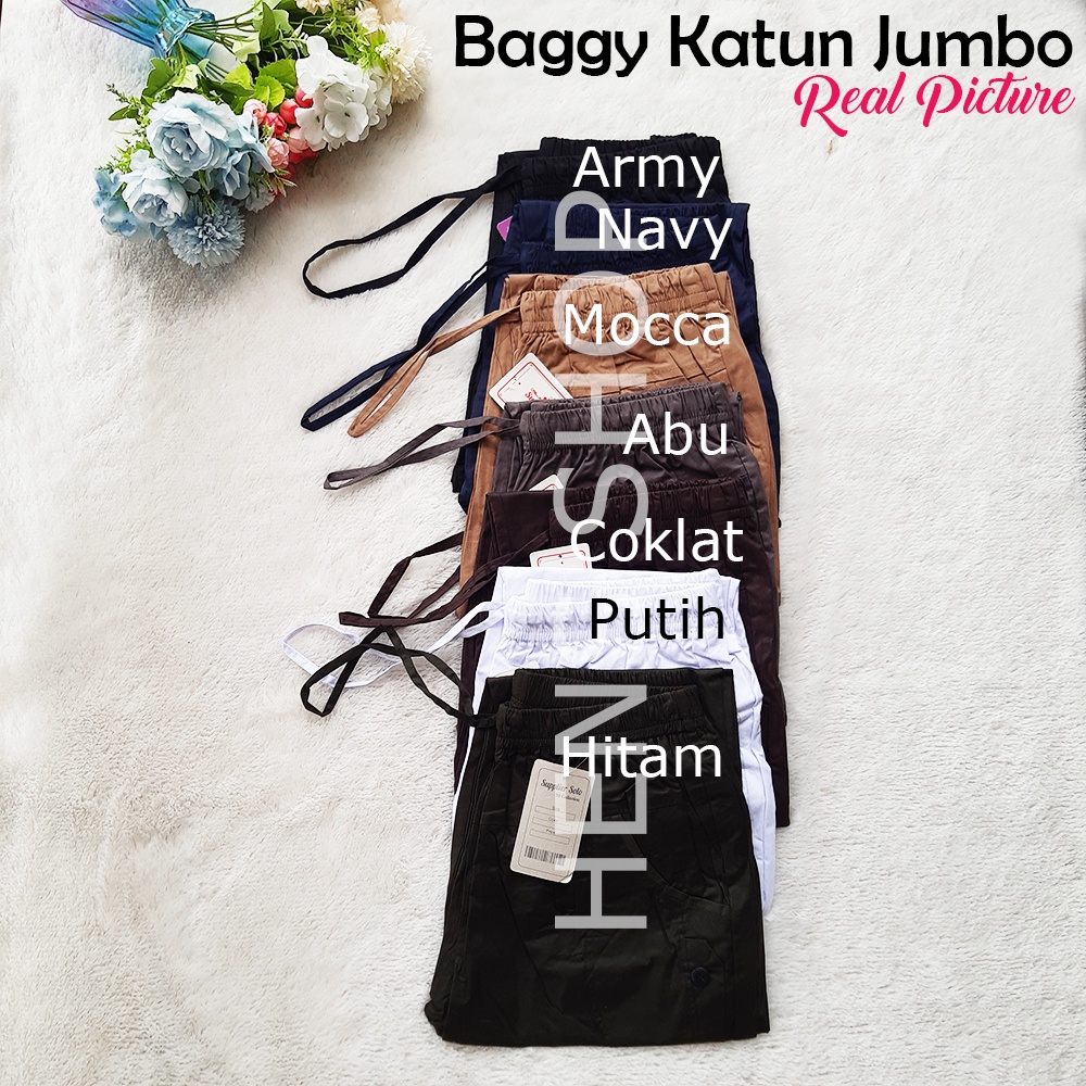 CELANA BAGGY JUMBO PANTS XL DAN XXXXL(5L) PANJANG KATUN STRETCH