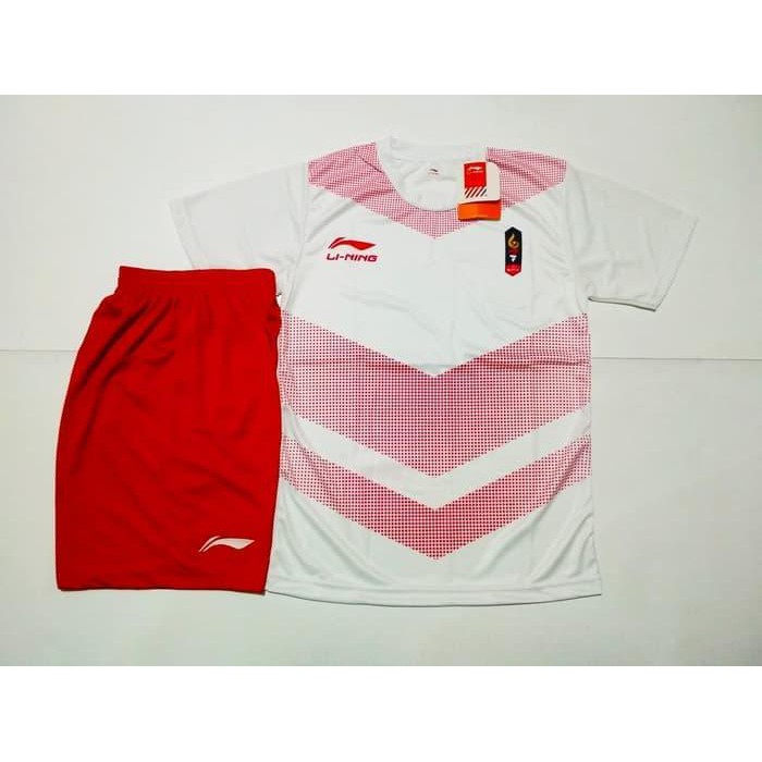 JERSEY BAJU SETELAN FUTSAL BOLA BULUTANGKIS LINING INDONESIA PUTIH