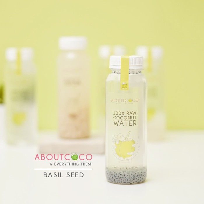 

AboutCoco 100% Raw Coconut Water with Chia Seeds 250 ml Bottle - Air Kelapa Muda Murni