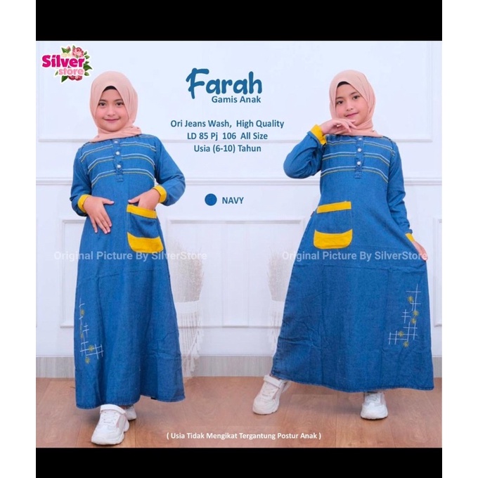 gamis anak ori jeans wash allzise