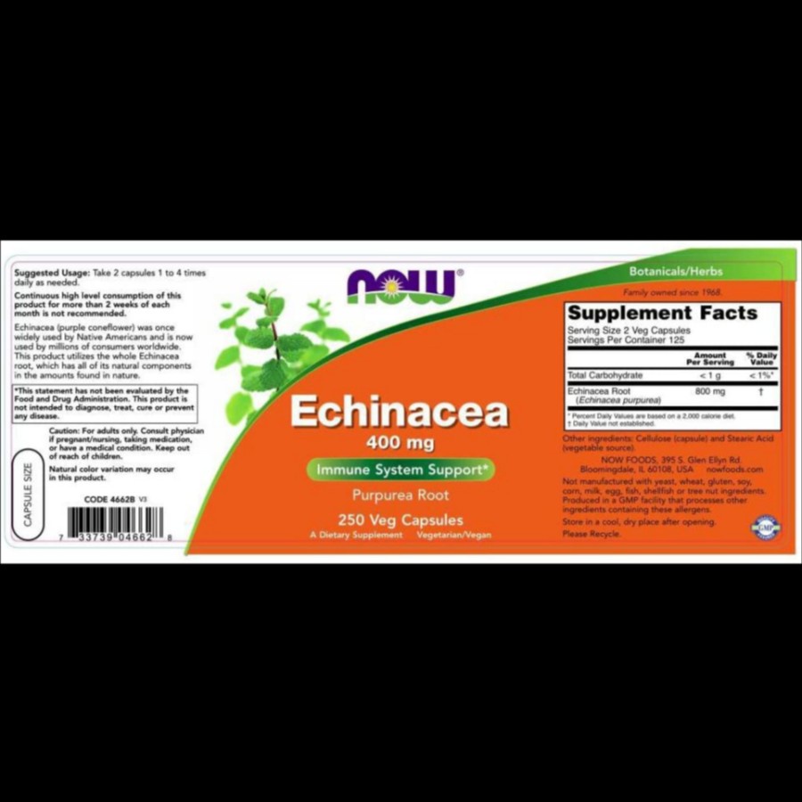 now echinacea 400mg 250 veg capsules immune system purpurea roots