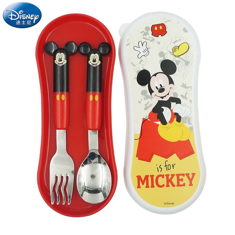 Disney Spoon Fork Set with Case / Sendok Garpu dengan Kotak Kemasan