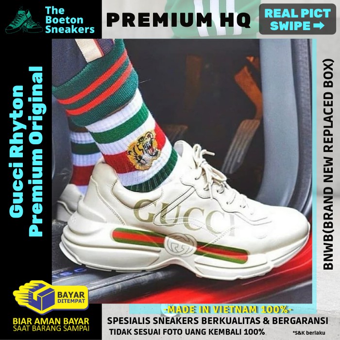 Sepatu Sneakers Gucci Rhyton Guci Sport Shoes Fashion Santai Jalan Couple Pria Wanita Cowok Premium