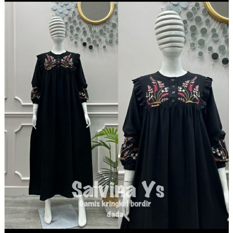 Gamis salvina ori kringkel bordir dada