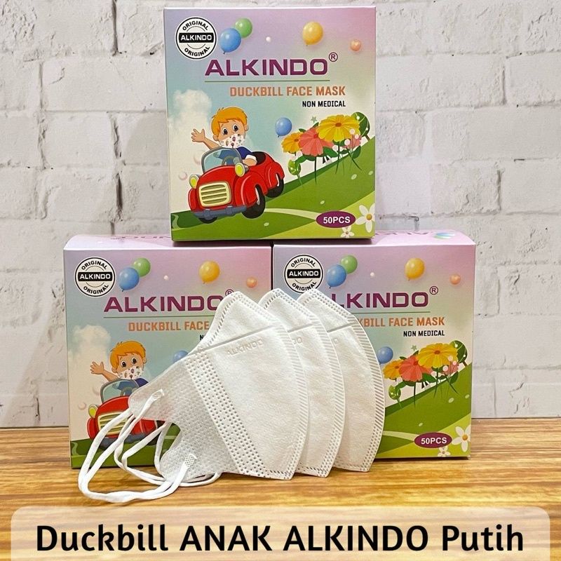MASKER DUCKBILL ANAK /ALKINDO DUCKBILL ANAK POLOS & WARNA ISI 50 PCS