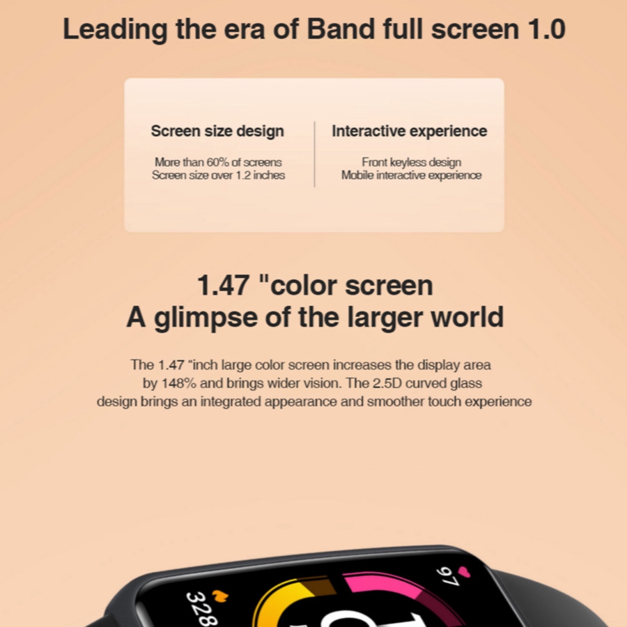 HONOR BAND 6 AMOLED SPO2 SMARTBAND FULL SCREEN SMART WATCH GARANSI RESMI 1TAHUN