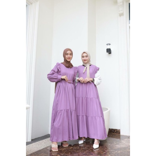 EDISI LAVENDER - Dress Maxi Gamis Polos Couple Kembar Dresscode