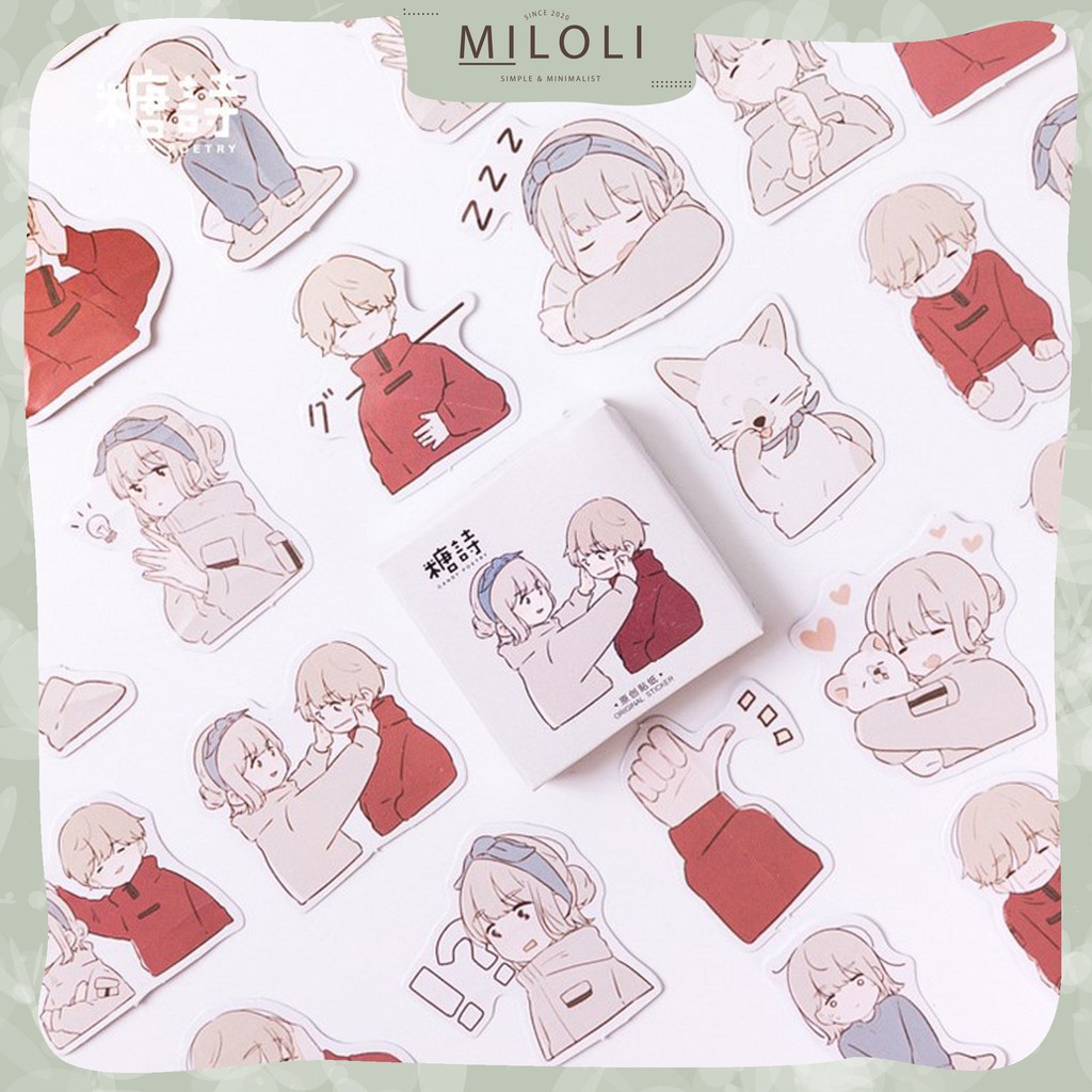 

[MILOLI] 45 Pcs FALLING LOVE Deco Sticker DIY Scrapbook Stiker Lucu Kotak - B0085