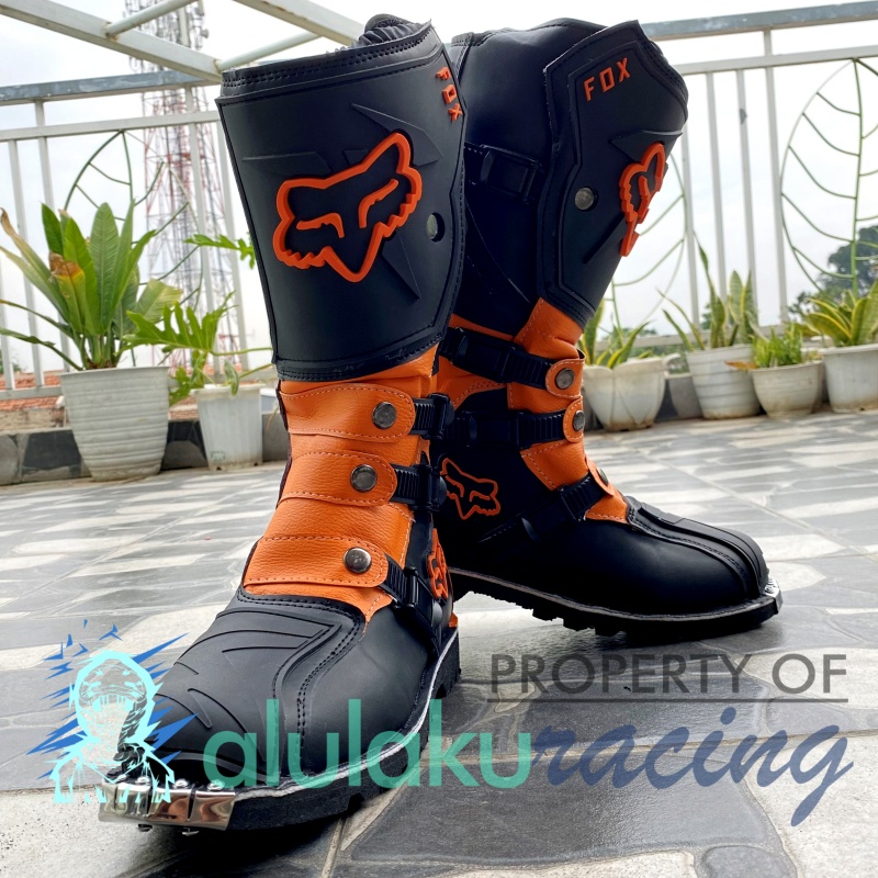 Sepatu Trail Motocross X Lokal Boots Riding SV Premium Quality with Safety Protectors - Orange