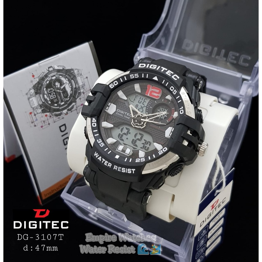 Jam Tangan Digitec DG3107T 3107 Pria Cowok Analog Digital Strap Rubber Dualtime Kualitas Original Waterproof