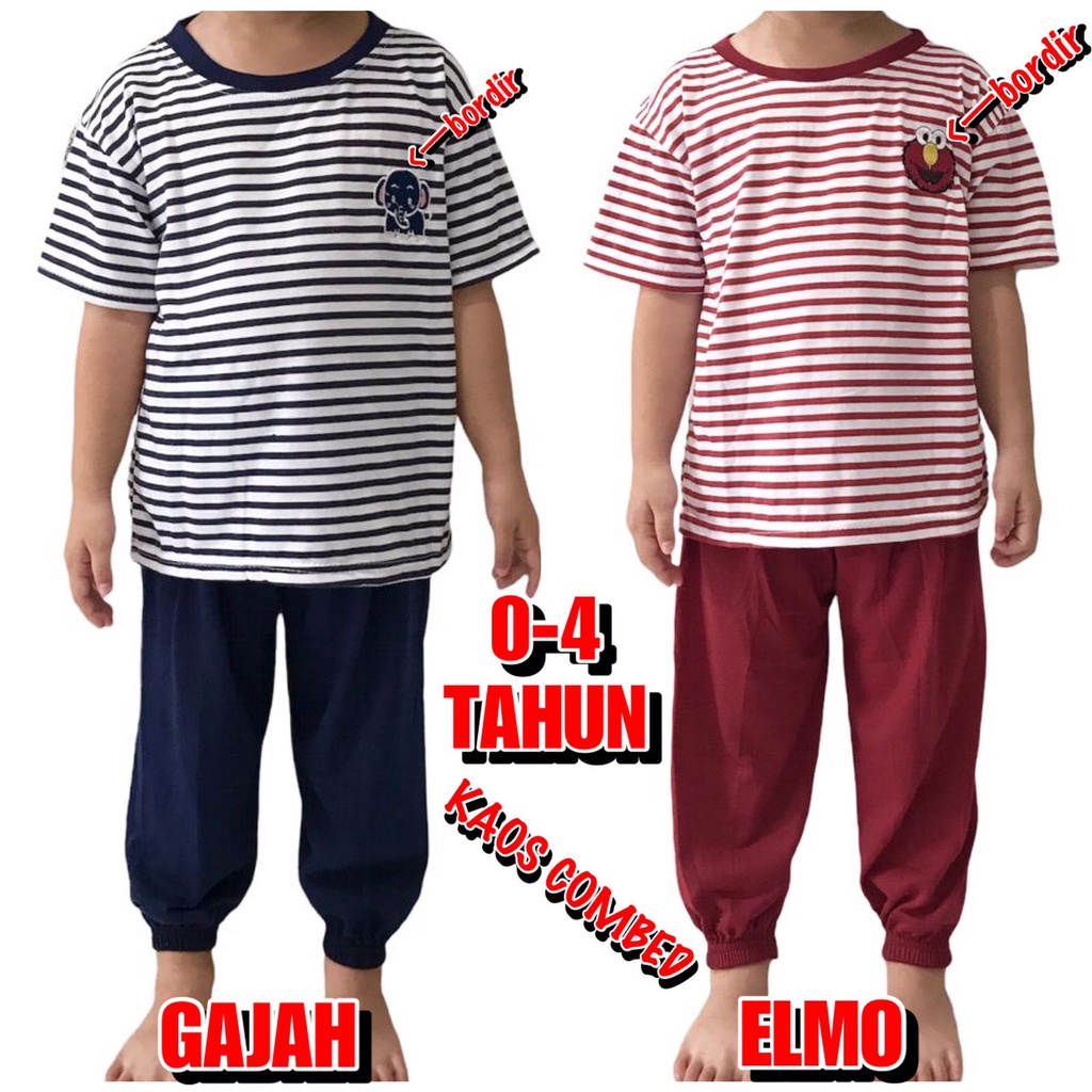 3S YEYA - BAJU SETELAN CP JOGER FASHION OBLONG ANAK LAKI-LAKI/COWOK BAHAN KAOS KATUN BORDIR SALUR