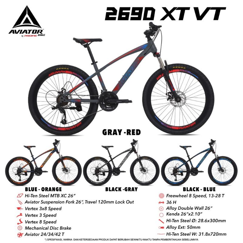 sepeda gunung/bicycle MTB Aviator 26 inch 2690 XT VT